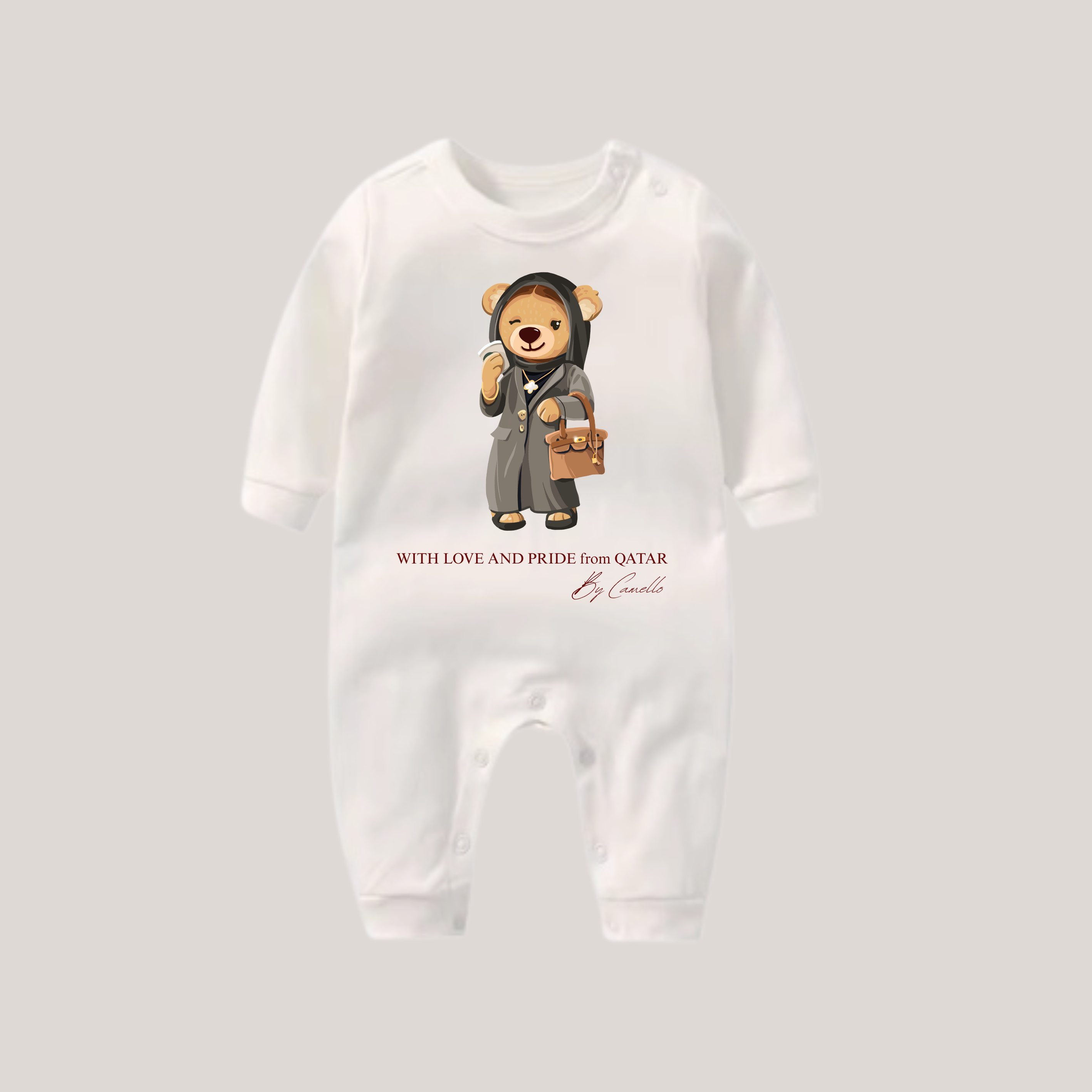 Girls QND Bear White Baby Overall