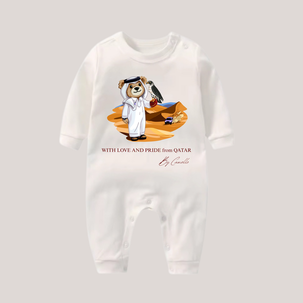 Boys QND Bear White Baby Overall