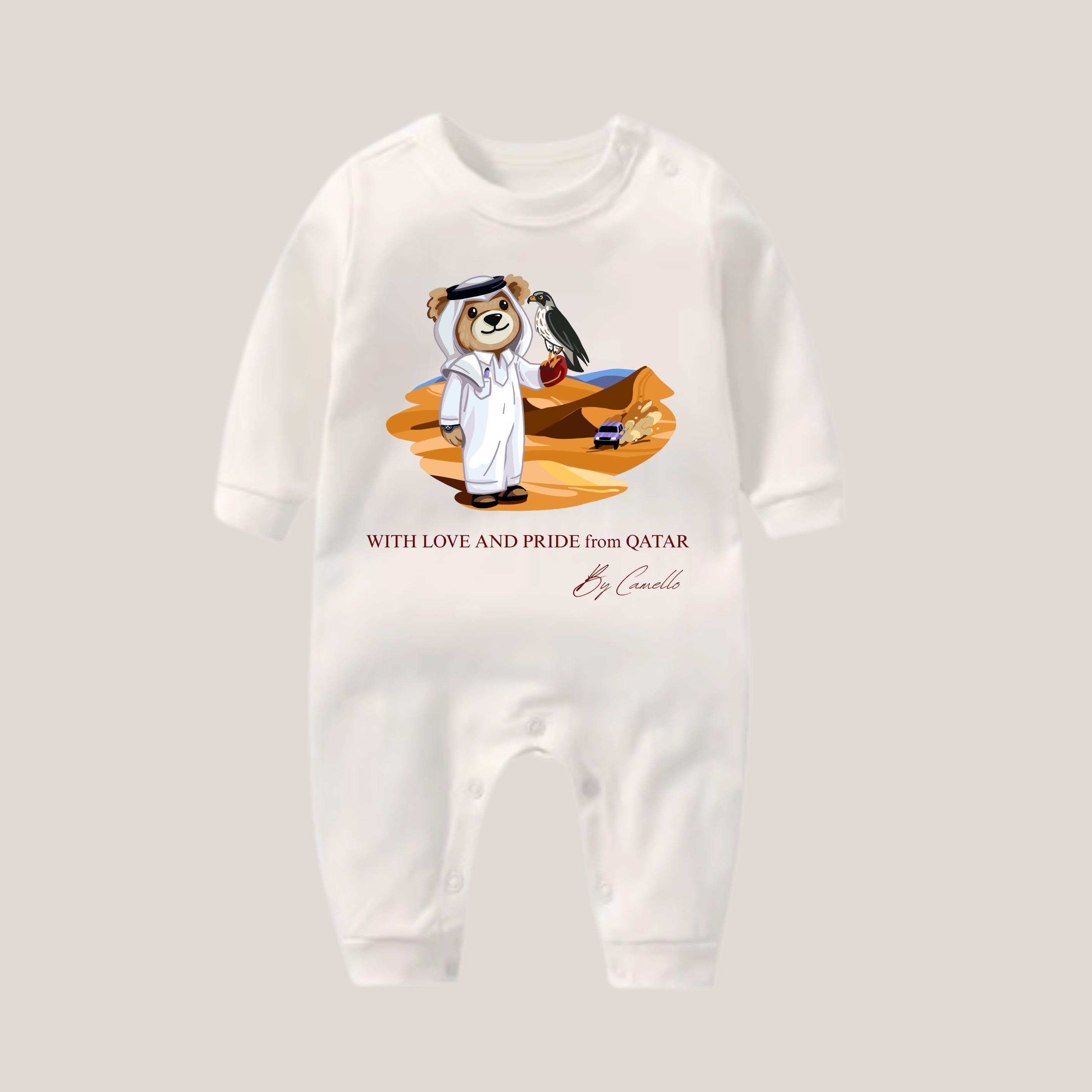 Boys QND Bear White Baby Overall