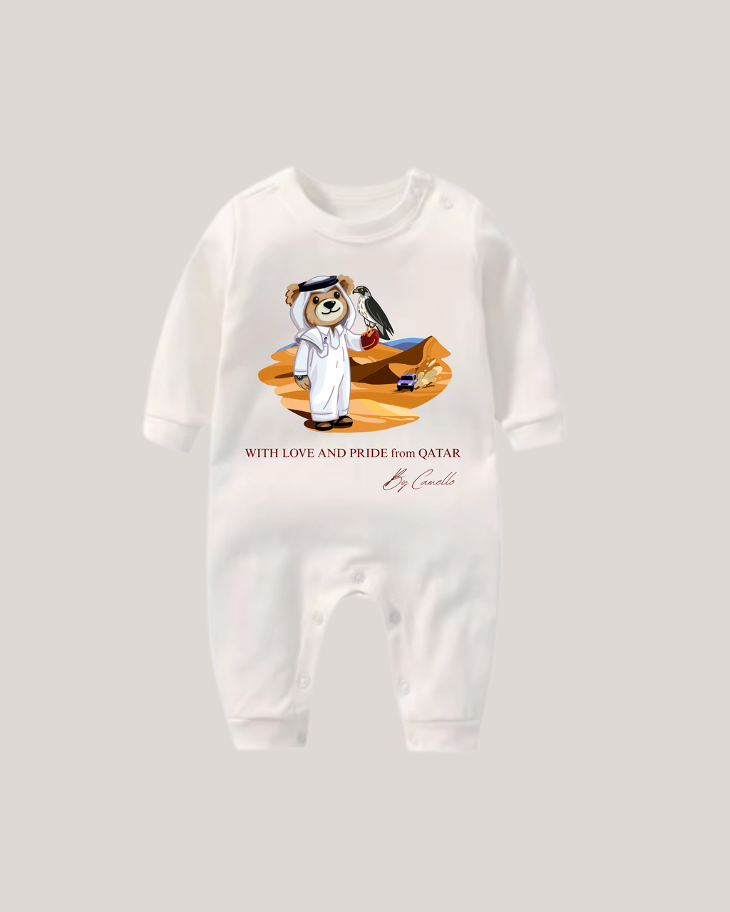 Boys QND Bear White Baby Overall