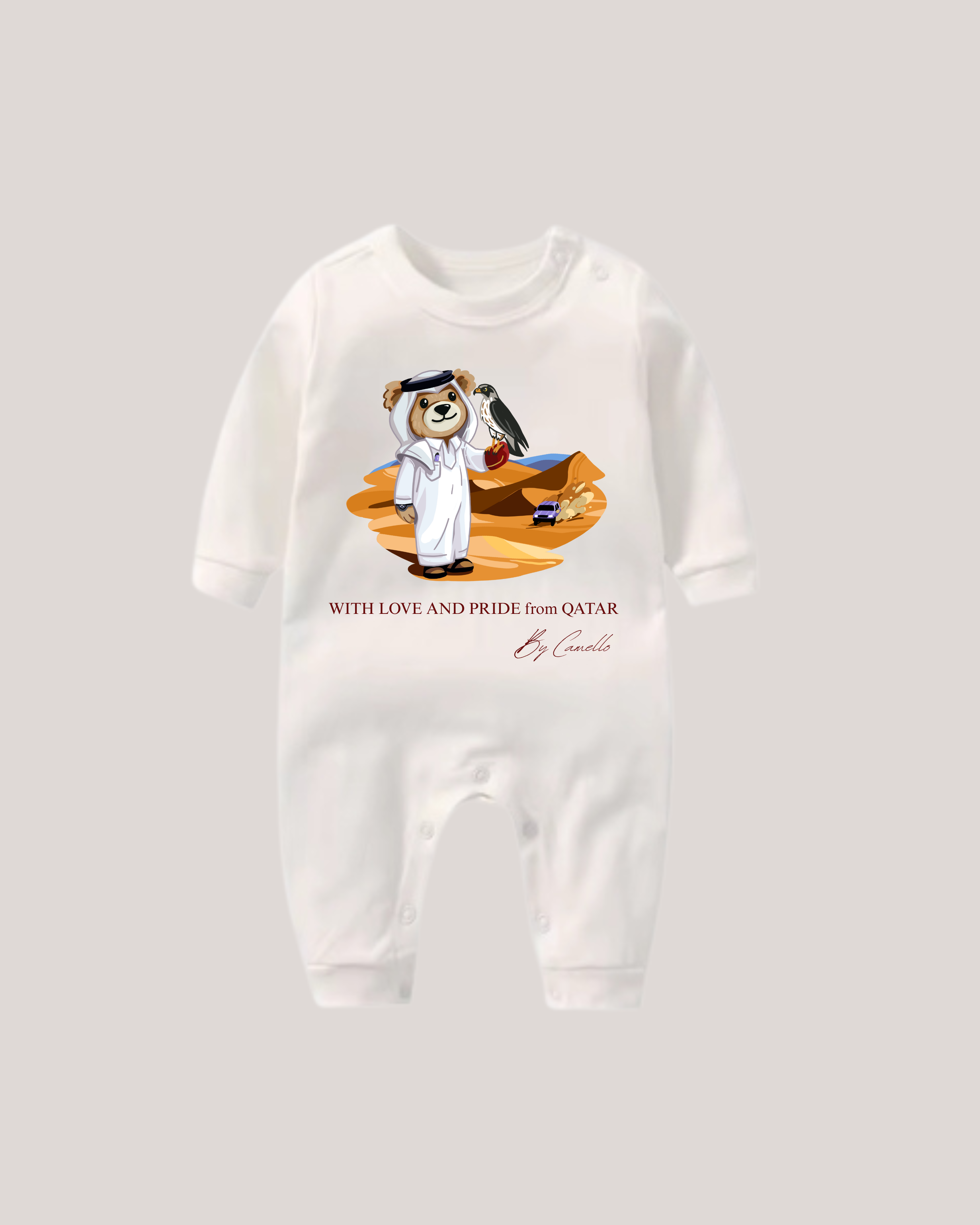 Boys QND Bear White Baby Overall