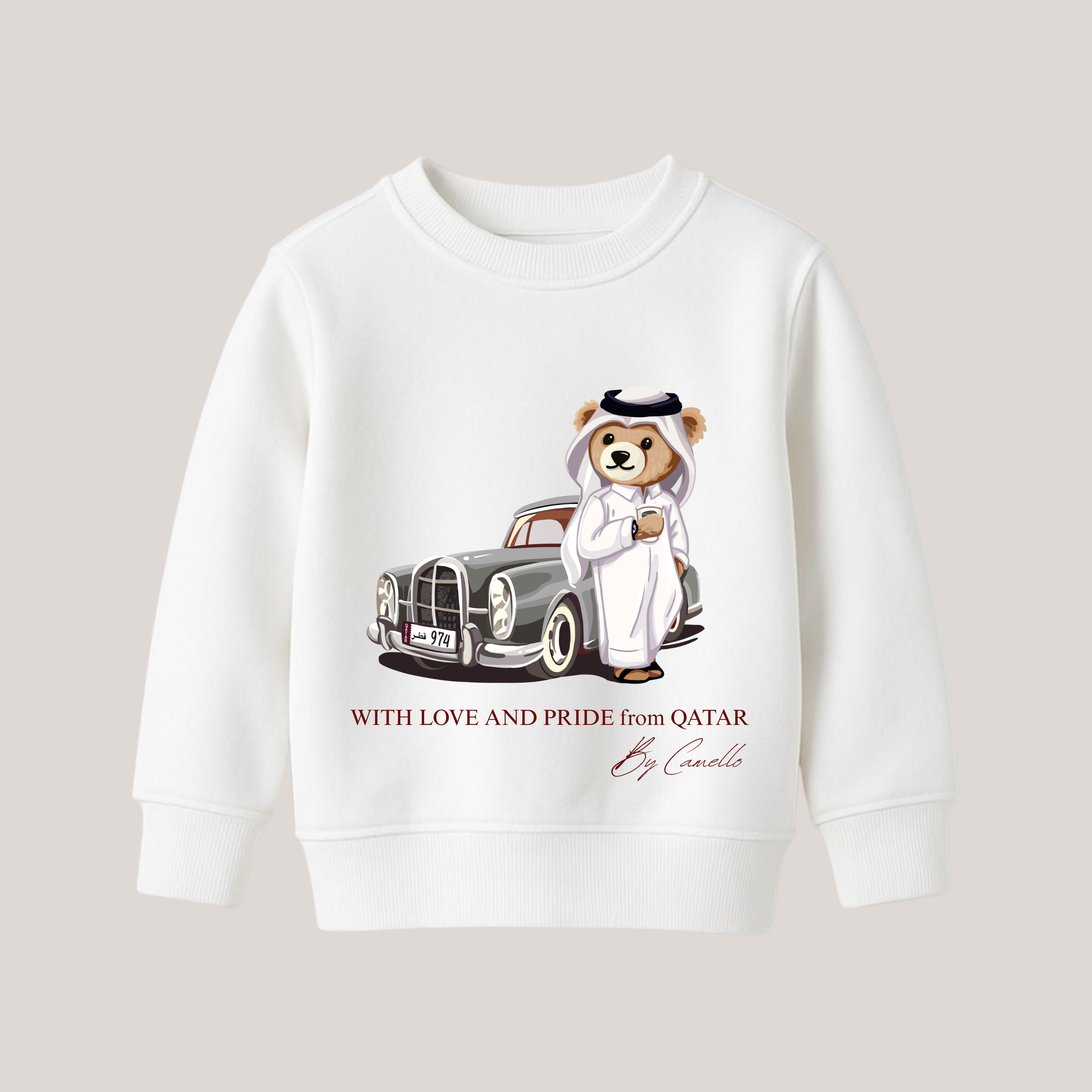 Boys QND Bear White Thick Sweatshirt