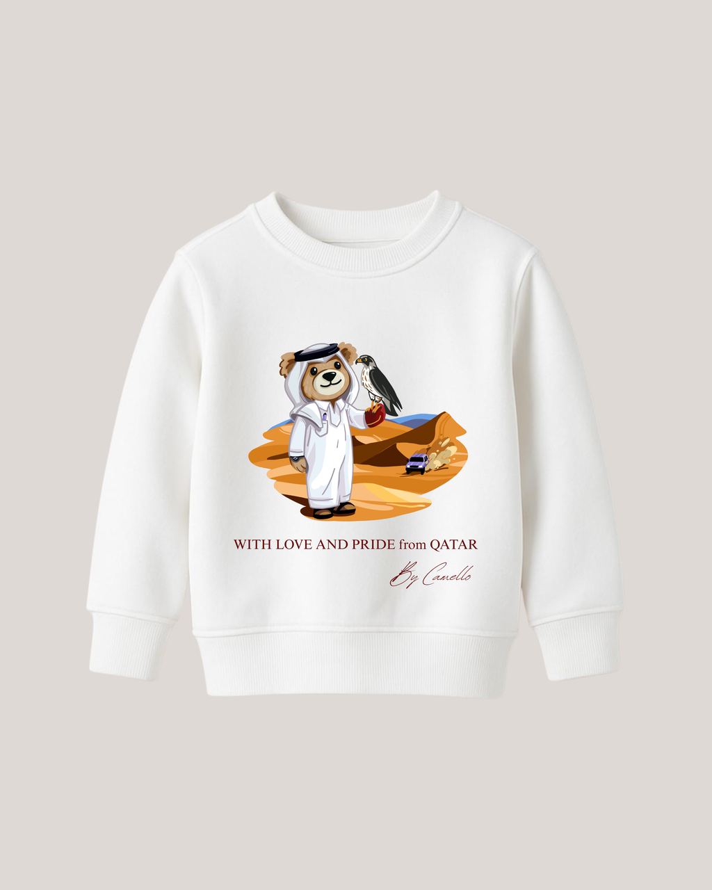 Boys QND Bear White Thick Sweatshirt