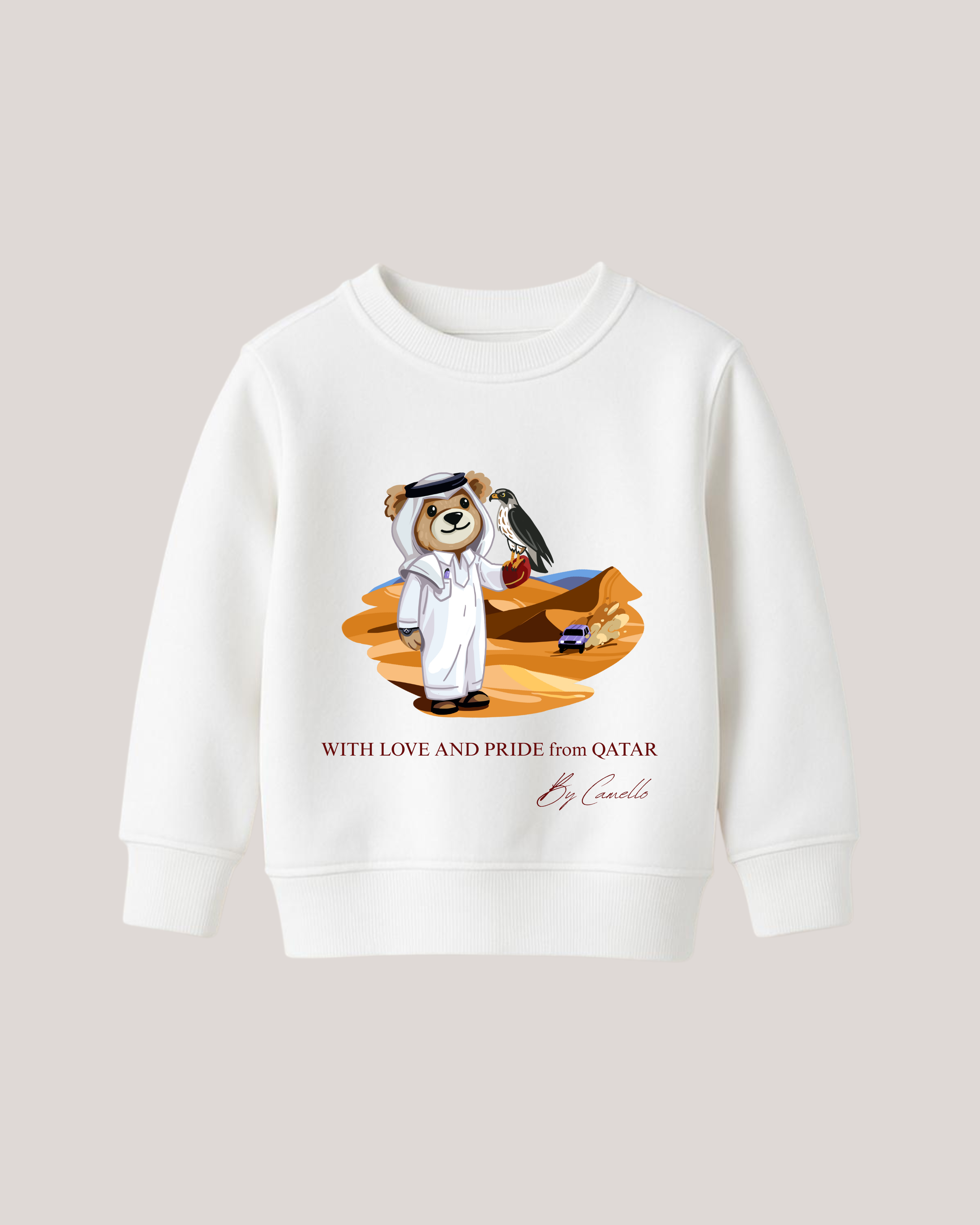 Boys QND Bear White Thick Sweatshirt