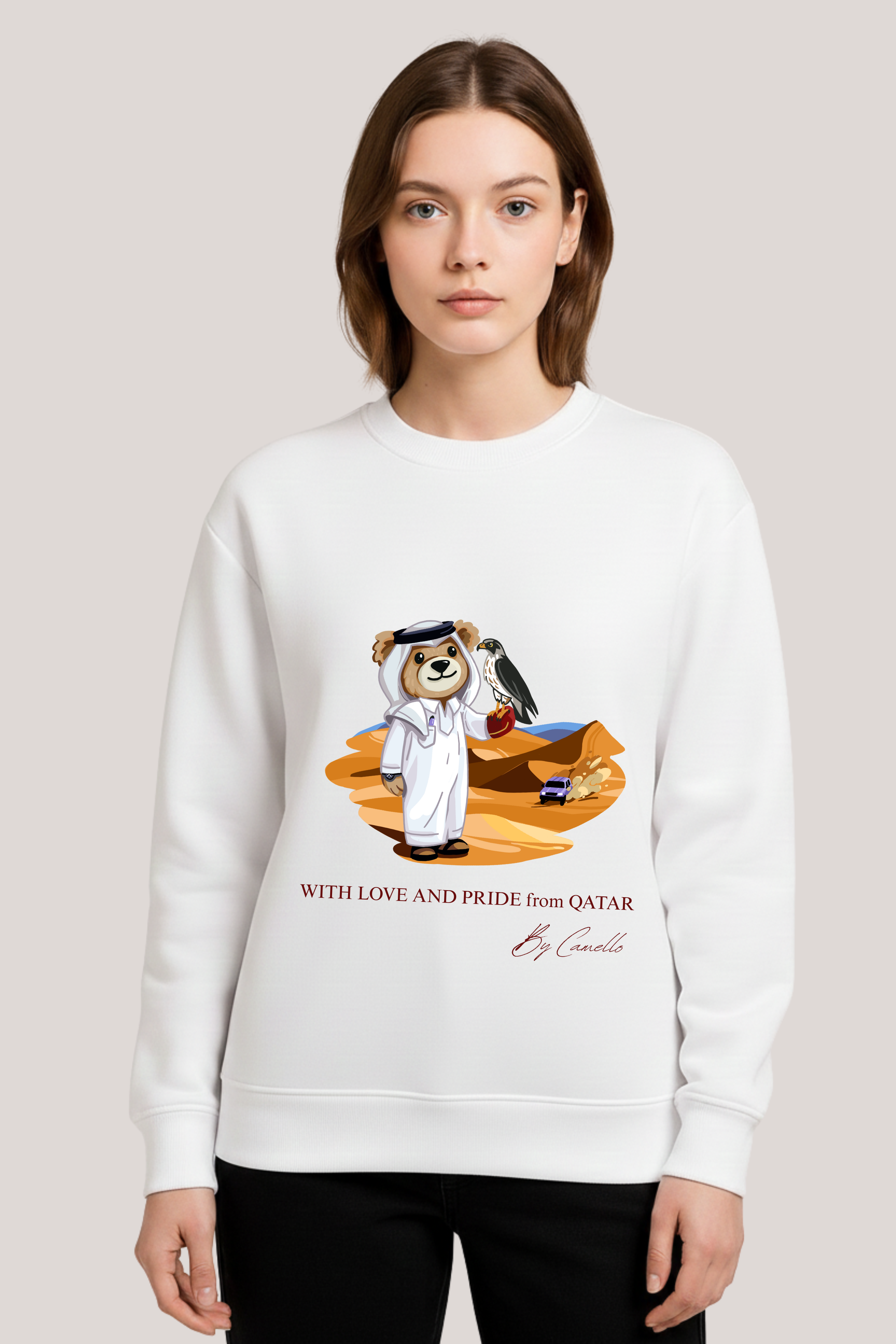 Ladies’ Sweatshirt Featuring a Girl Teddy Bear